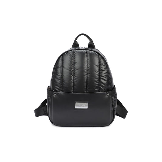 Mochila LILÁS Negra Acolchada Mujer Eco Cuero Liviana Urbana