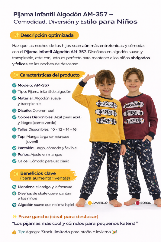 Pijama cotton niño AM-357 Lady Genny